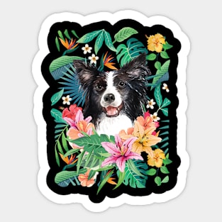 Tropical Black White Border Collie 2 Sticker